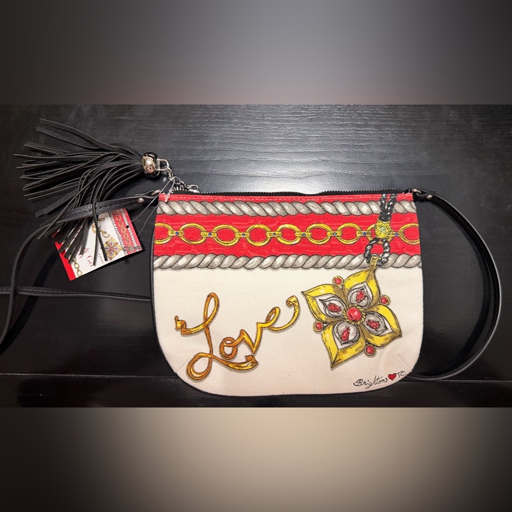 Brighton Love Design Crossbody Bag in Cream and Red